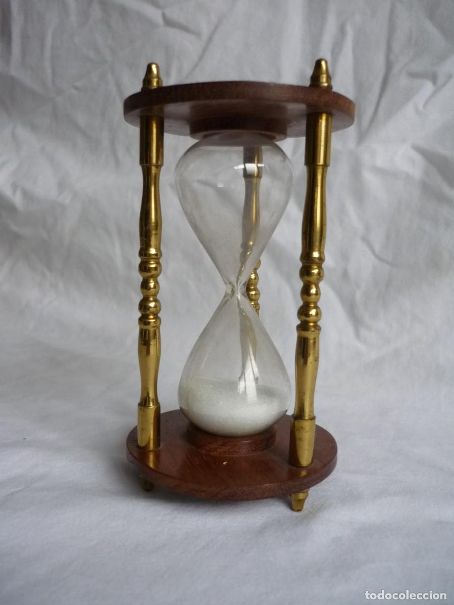Vintage: Reloj de arena en bronce y madera - Foto 3
