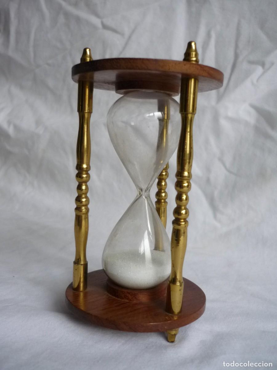 Vintage: Reloj de arena en bronce y madera - Foto 4