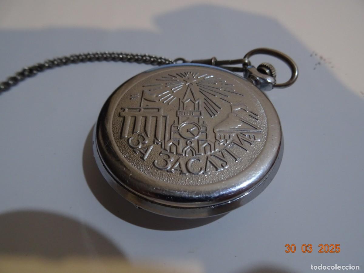 Vintage: Reloj ruso de bolsillo funcionando MOLNIJA - Foto 6