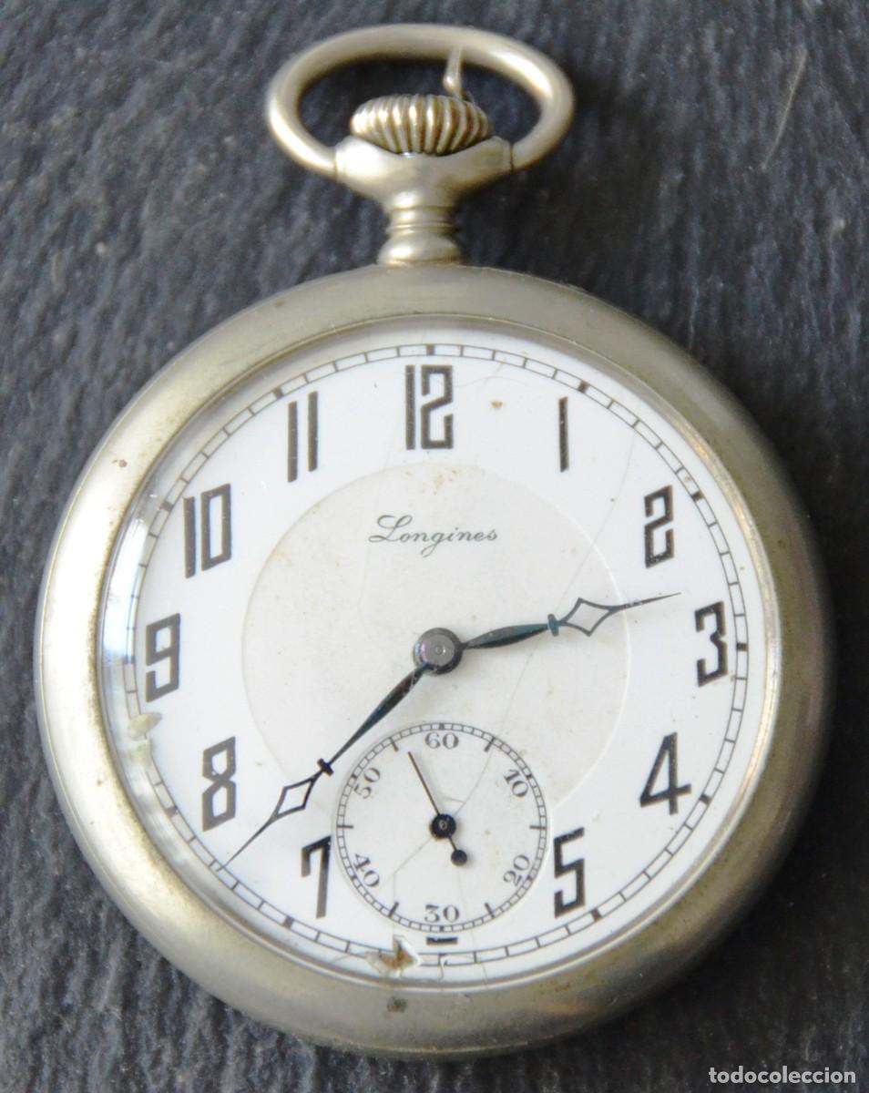 Vintage: RELOJ DE BOLSILLO DE PLATA LONGINES. FUNCIONANDO - Foto 1