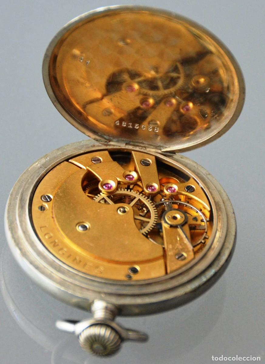 Vintage: RELOJ DE BOLSILLO DE PLATA LONGINES. FUNCIONANDO - Foto 6