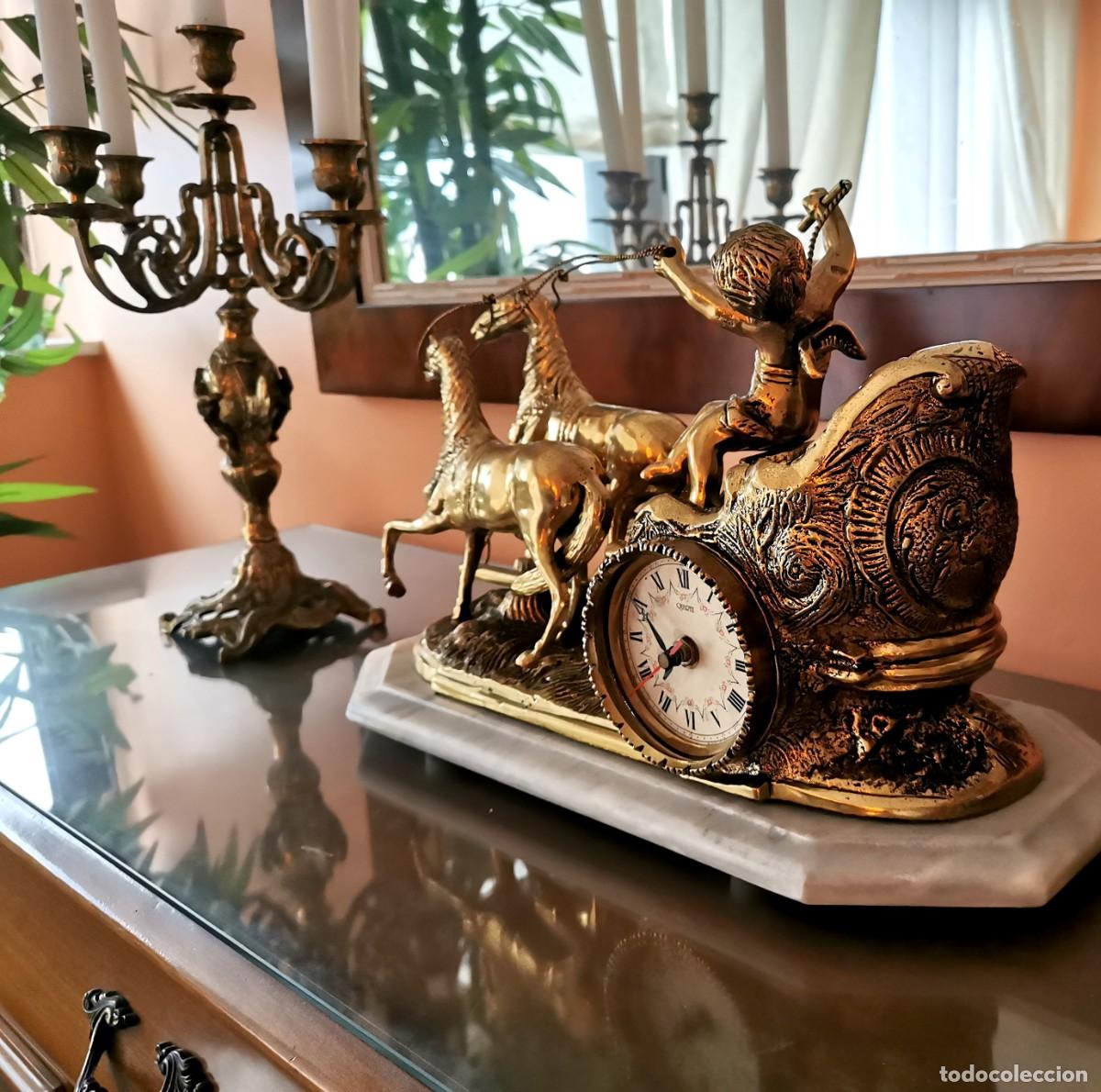 Vintage: RELOJ DE SOBREMESA CON BASE DE MARMOL BLANCO - FUNCIONA - Foto 3