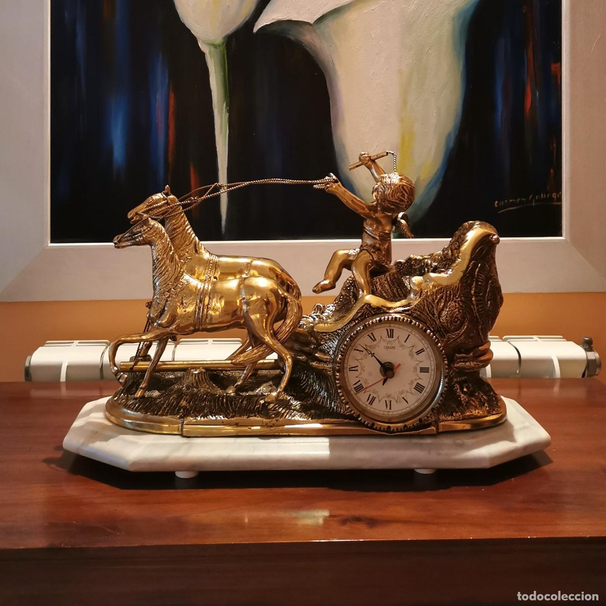 Vintage: RELOJ DE SOBREMESA CON BASE DE MARMOL BLANCO - FUNCIONA - Foto 6