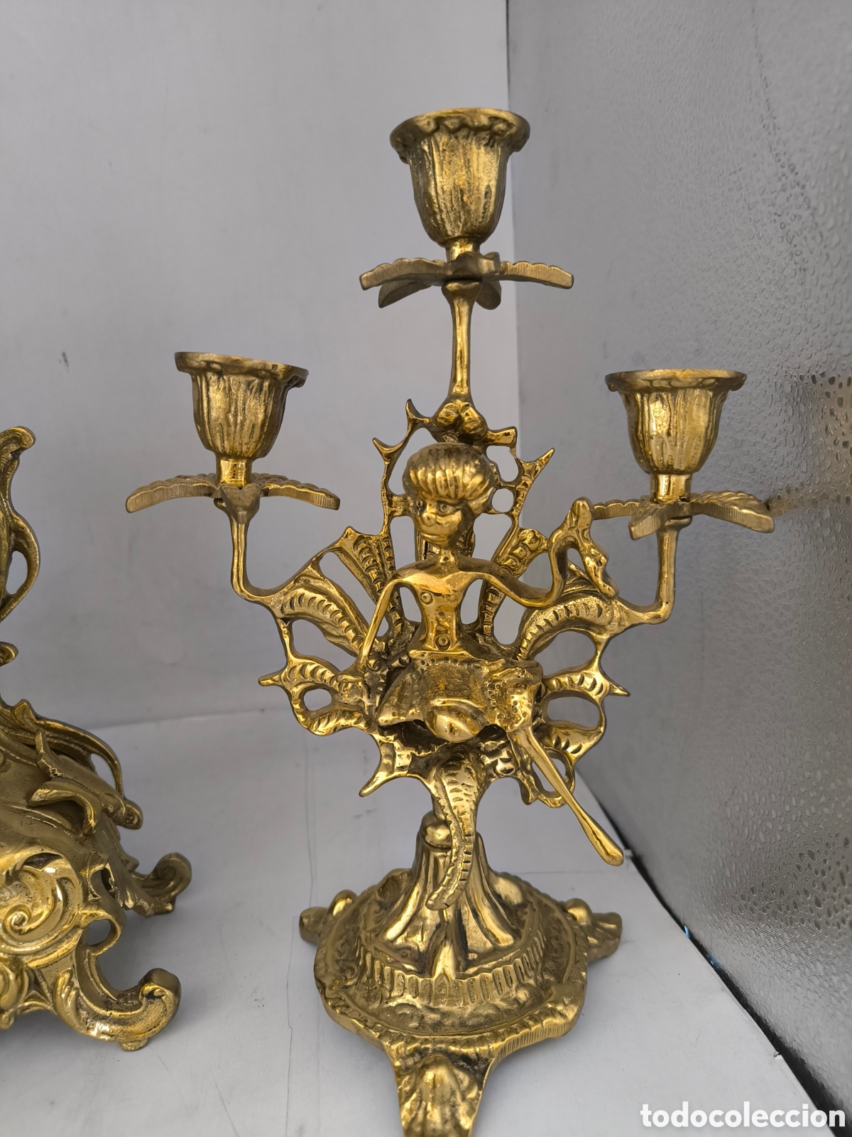 Vintage: Reloj y candelabros bronce - Foto 3