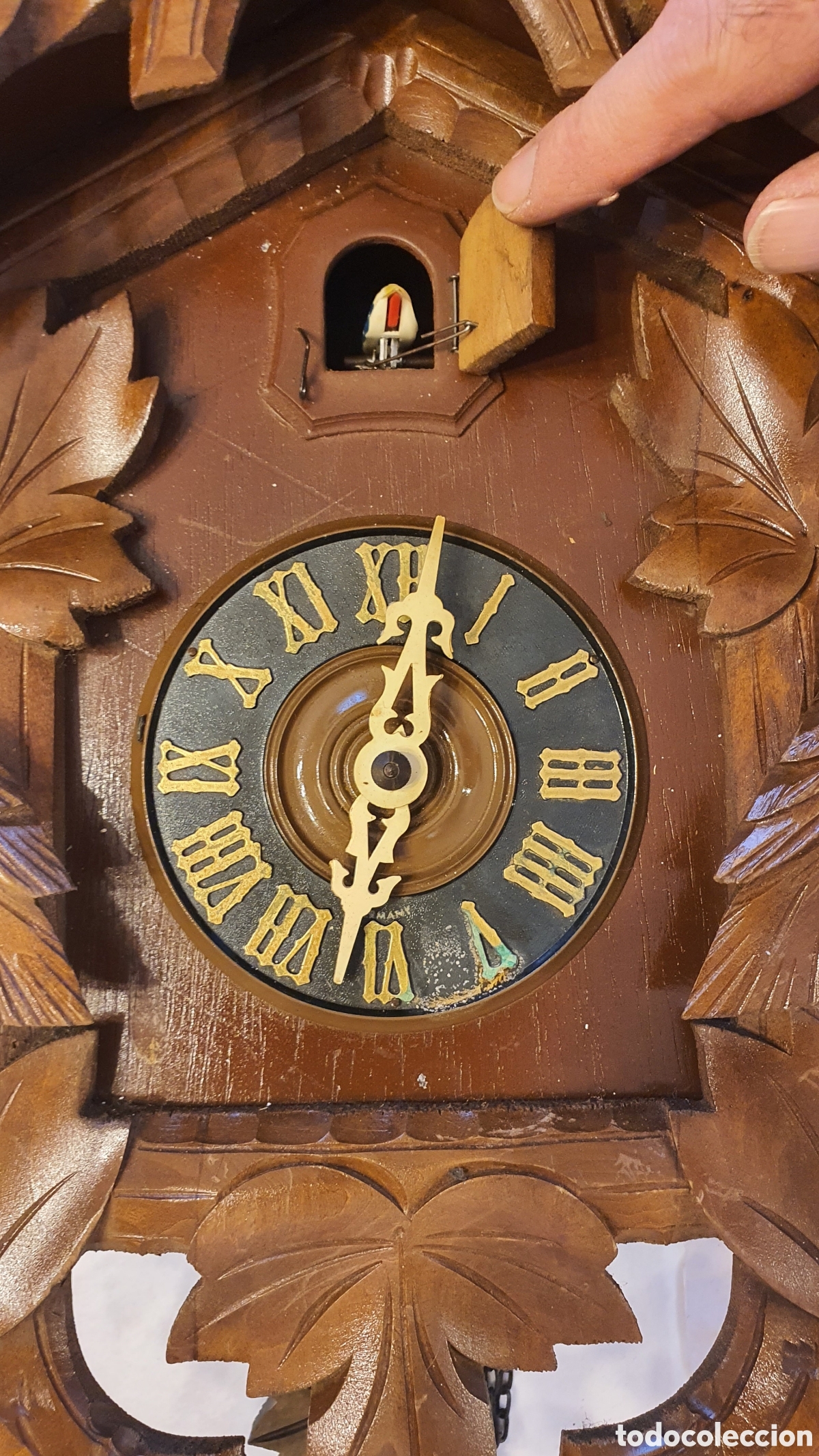 Vintage: Reloj cuc&uacute; tallado en madera - Foto 2