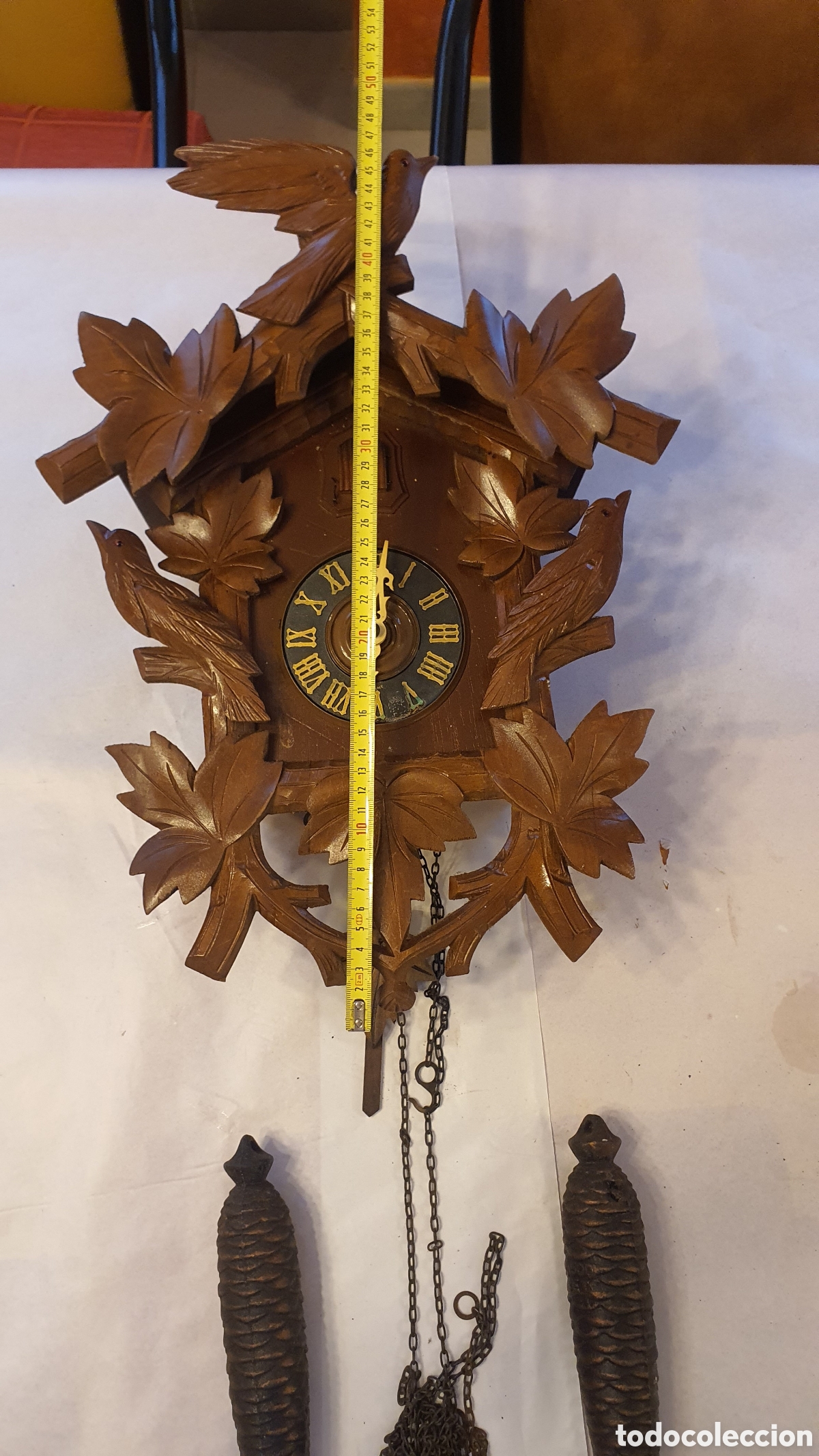 Vintage: Reloj cuc&uacute; tallado en madera - Foto 4