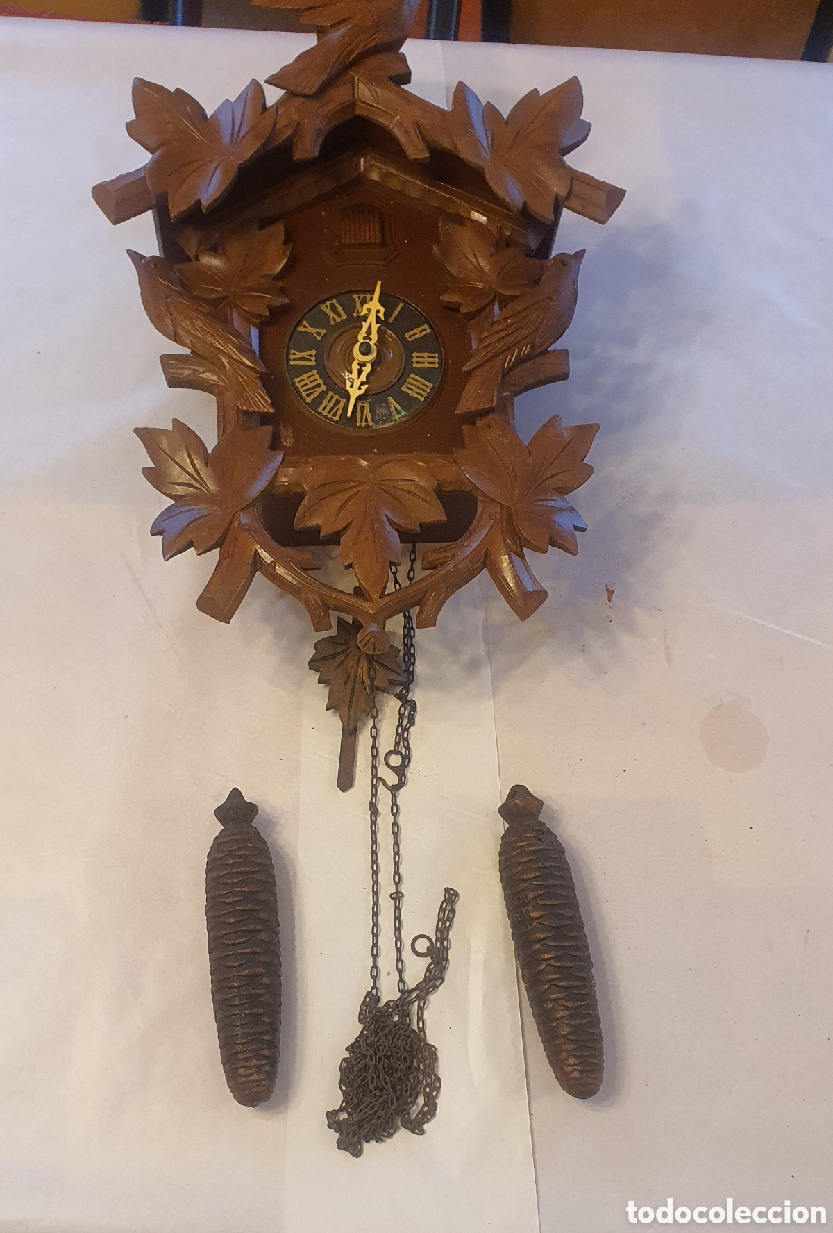 Vintage: Reloj cuc&uacute; tallado en madera - Foto 5