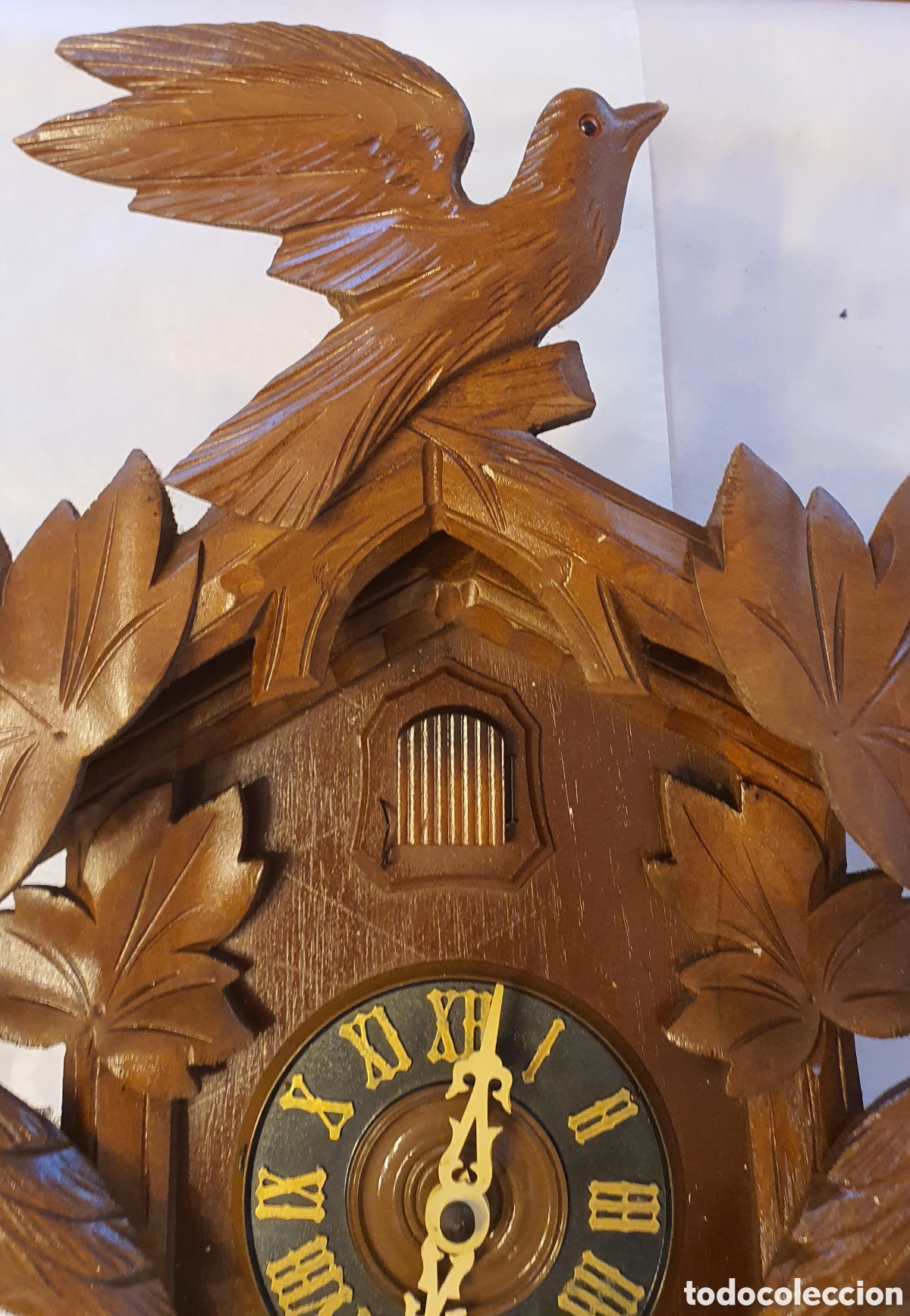 Vintage: Reloj cuc&uacute; tallado en madera - Foto 6