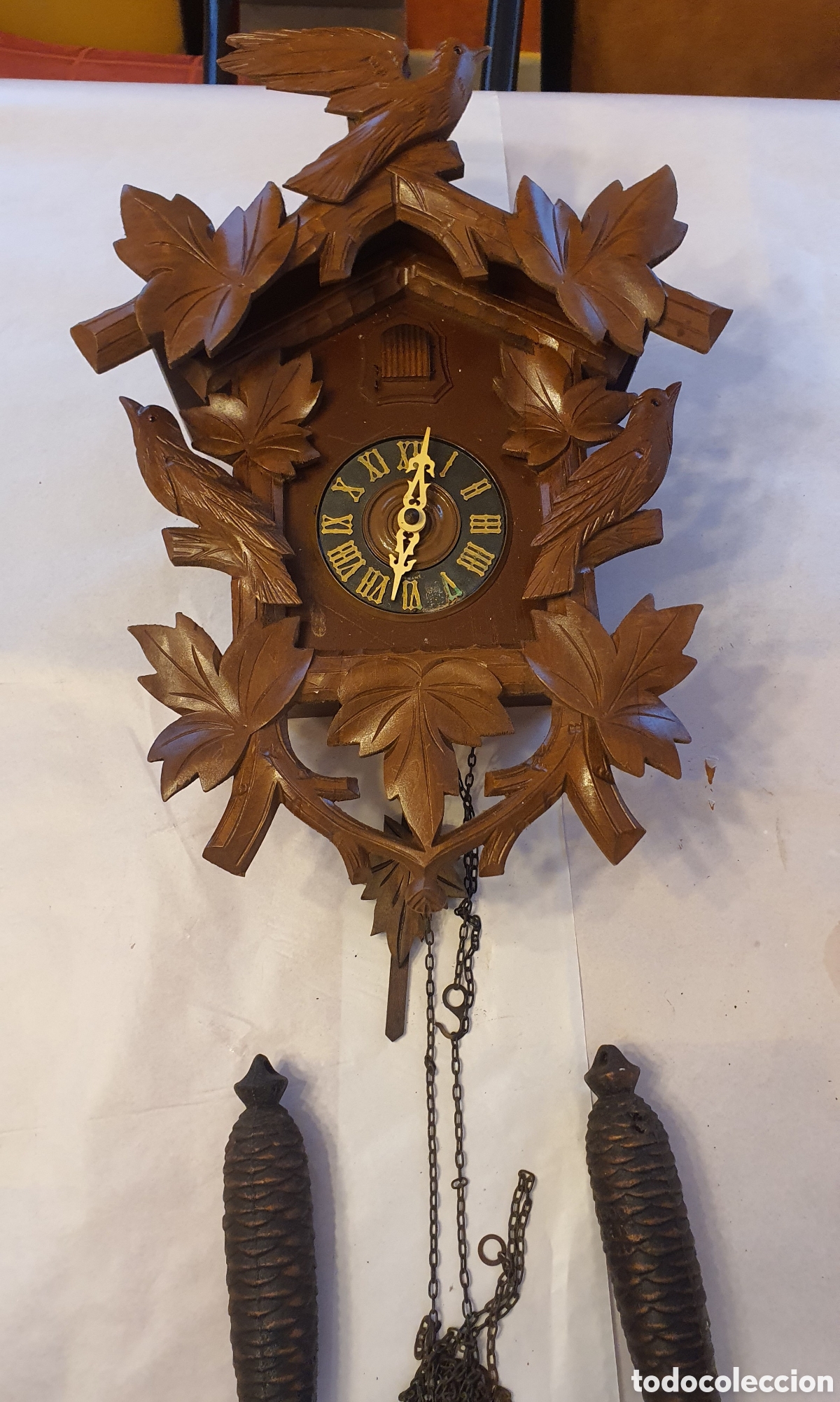 Vintage: Reloj cuc&uacute; tallado en madera - Foto 8