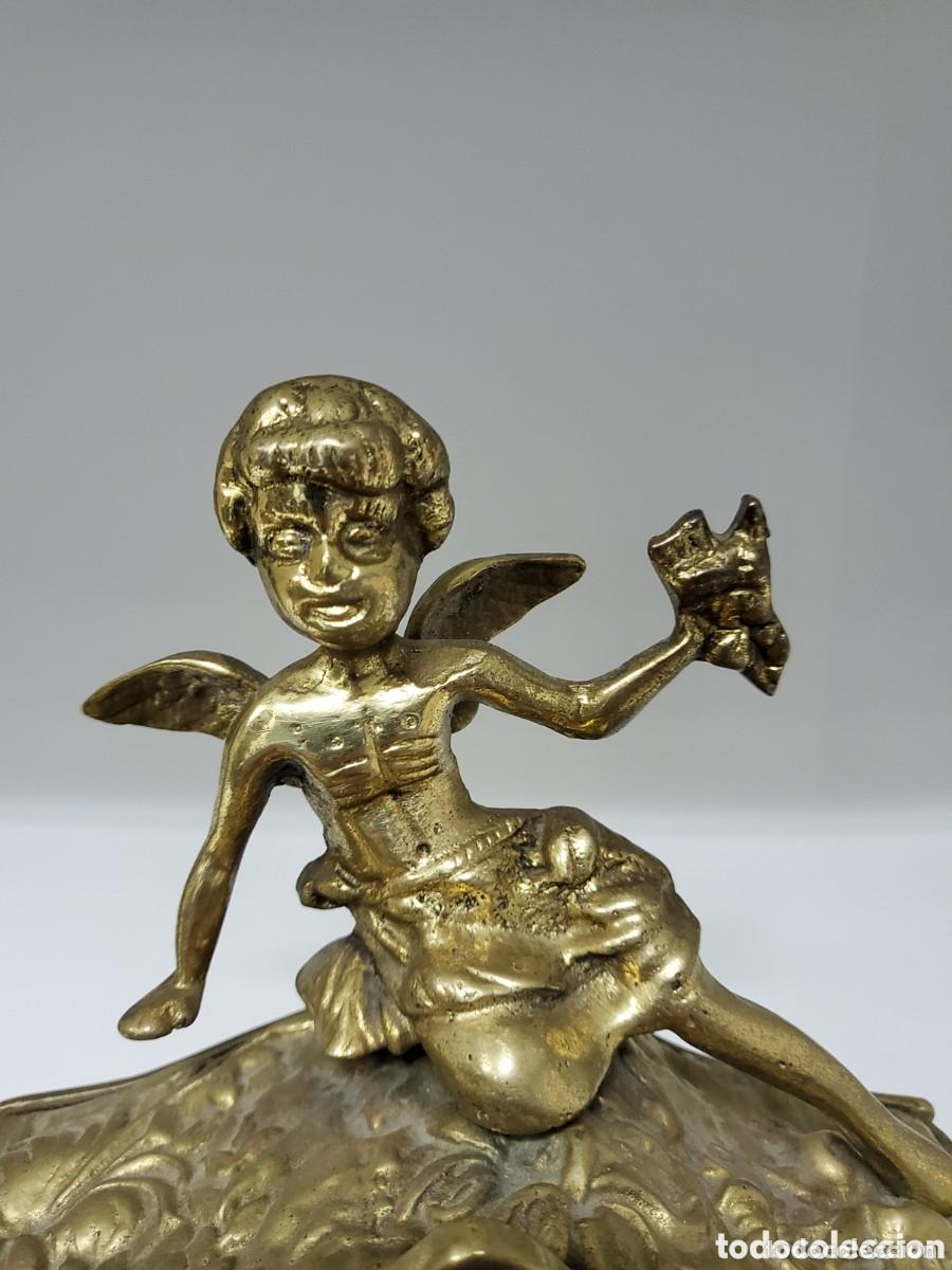 Vintage: RELOJ ANTIGUO DE BRONCE CON ANGEL - Foto 4