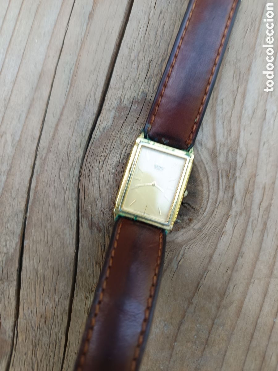 Vintage: Antiguo Reloj Seiko base metal correa de piel, esfera rectangular - Foto 4
