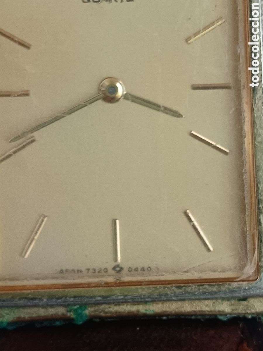 Vintage: Antiguo Reloj Seiko base metal correa de piel, esfera rectangular - Foto 9