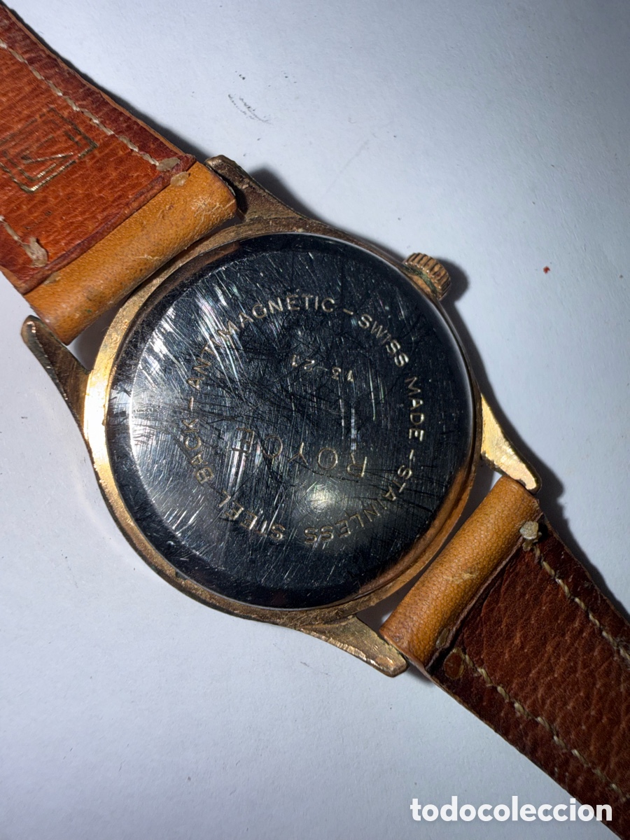 Vintage: Reloj Royce con correa de cuero marr&oacute;n - Foto 4