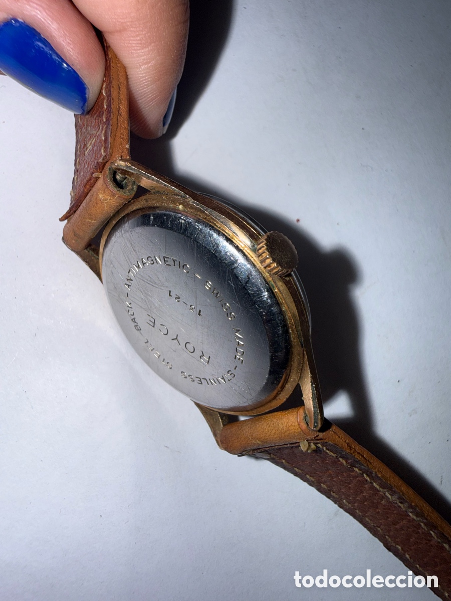 Vintage: Reloj Royce con correa de cuero marr&oacute;n - Foto 5