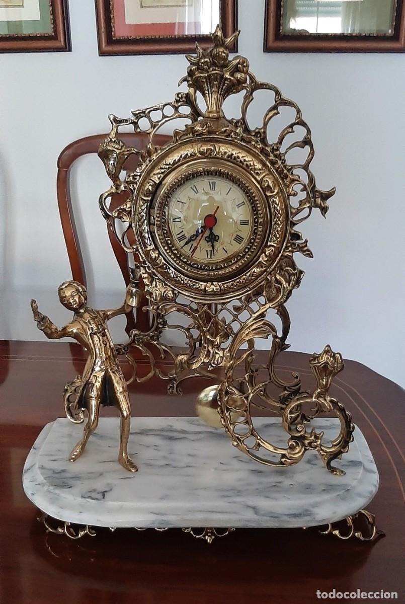 Vintage: RELOJ DE BRONCE SOBRE BASE DE MARMOL - Foto 1