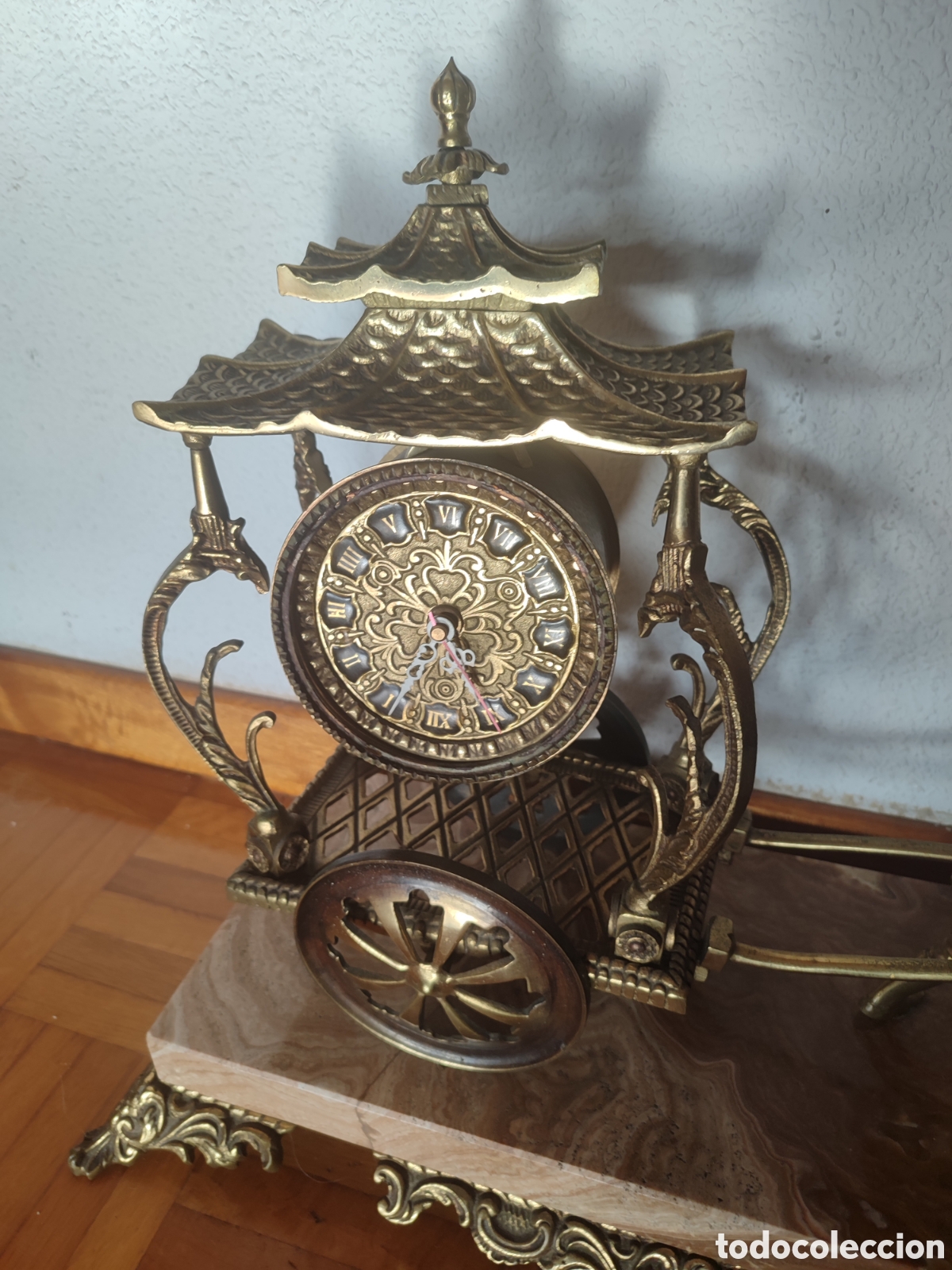 Vintage: Reloj carroza bronce - Foto 2