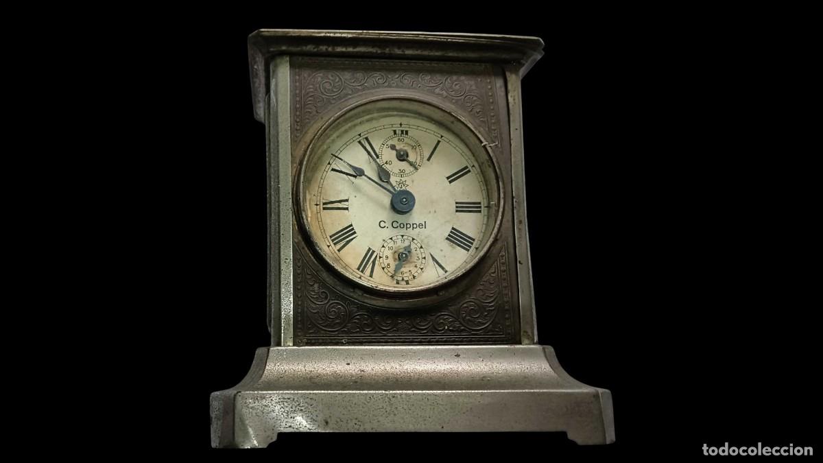 Vintage Uhren: RELOJ DE SOBREMESA MUSICAL C. COPPEL CON ALARMA Y MECANISMO VISIBLE (1890&ndash;1910)