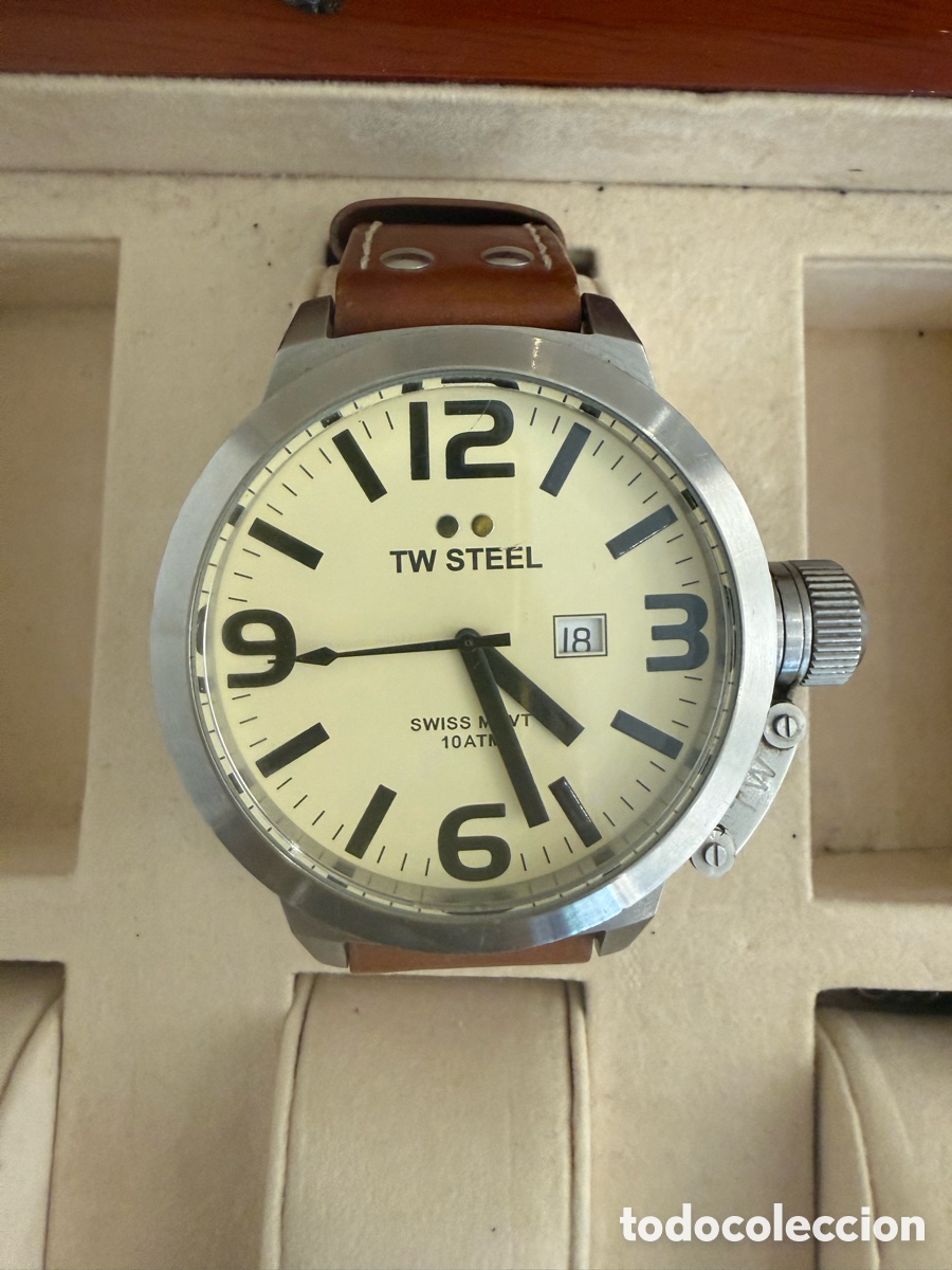 Vintage: Reloj TW Steel grande acero piel original. Incluye caja.