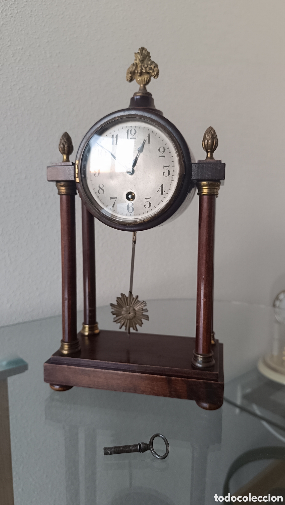 Vintage: Reloj de sobremesa de madera estilo imperio - Foto 2