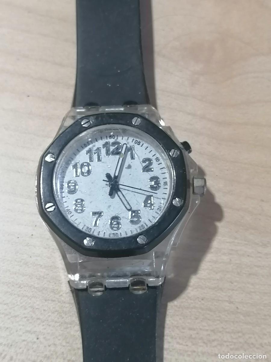 Vintage Watches: ACCUTIME * RELOJ ANALOGICO NEGRO Y TRANSPARENTE PVC GOMA