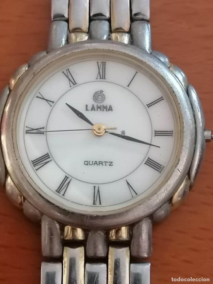 Vintage: LAMMA * RELOJ ANALOGICO METAL, ESFERA BLANCA, NUMEROS ROMANOS, DETALLES DORADOS