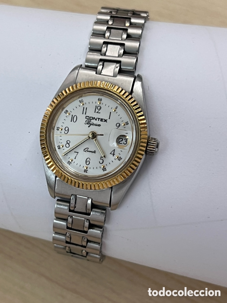 Vintage: ✅ Reloj CONTEX BIJOUX calendario datjust cuarzo acero se&ntilde;oras