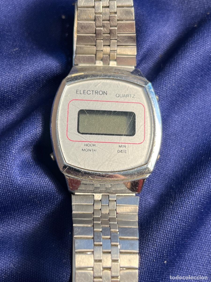 Vintage Watches: Reloj digital Electron Quartz LCD vintage a&ntilde;os 70 80 retro metal cronometro cl&aacute;sico