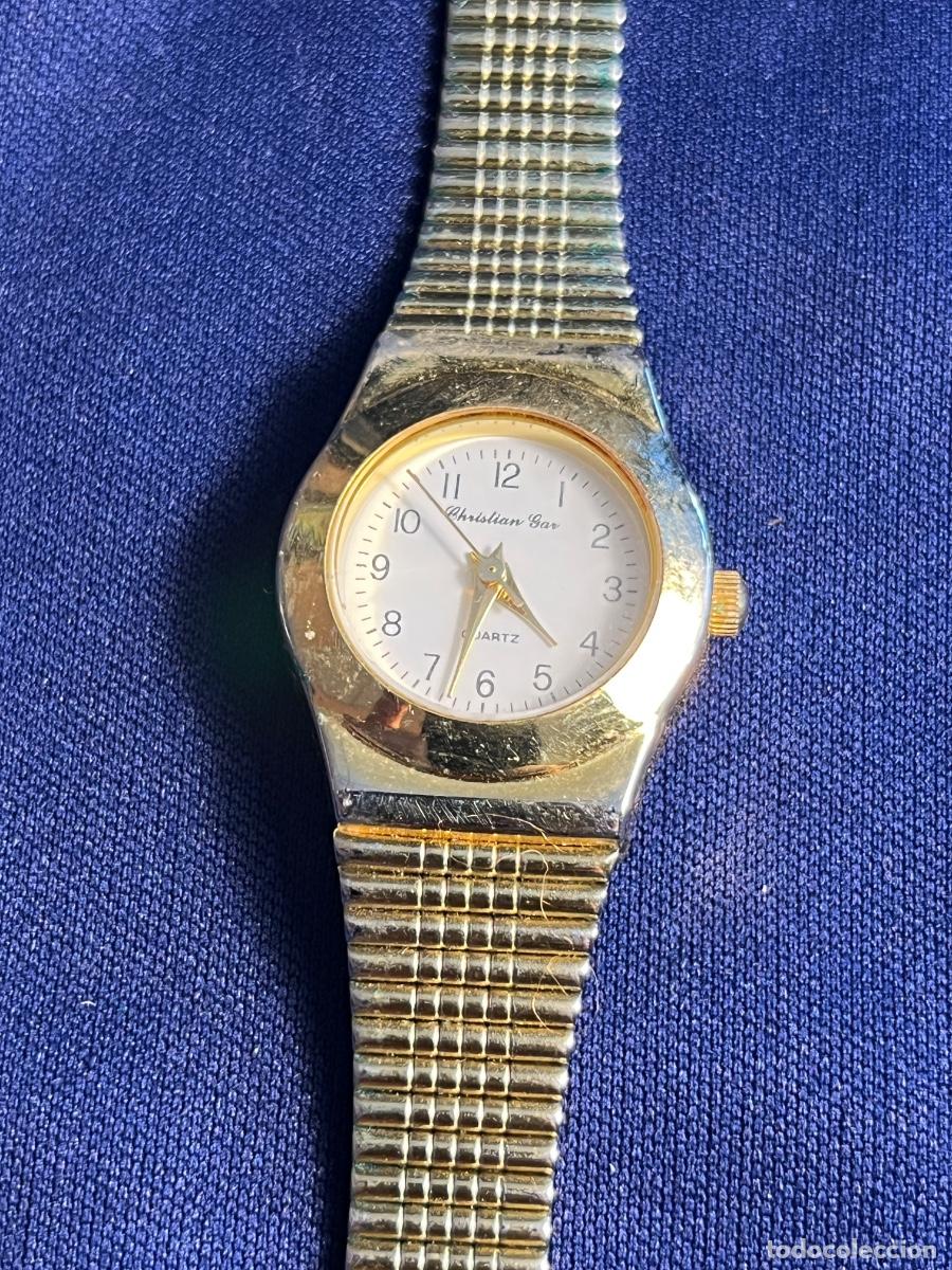 Vintage Uhren: Reloj Christian Gar cuarzo dorado vintage cl&aacute;sico brazalete el&aacute;stico retro elegante