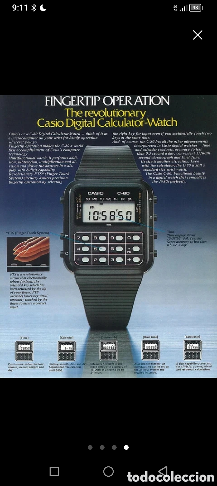 Vintage: Reloj Casio calculadora C-70 mod.133 - Foto 8