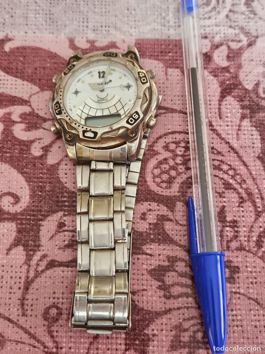 Vintage: Antiguo Reloj De Pulsera Para Caballero De La Marca Harp Quartz, En La Parte Trasera Pone Sharp.