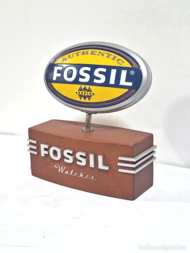 Vintage: Letrero Publicitario relojes Fossil Madera y Metal