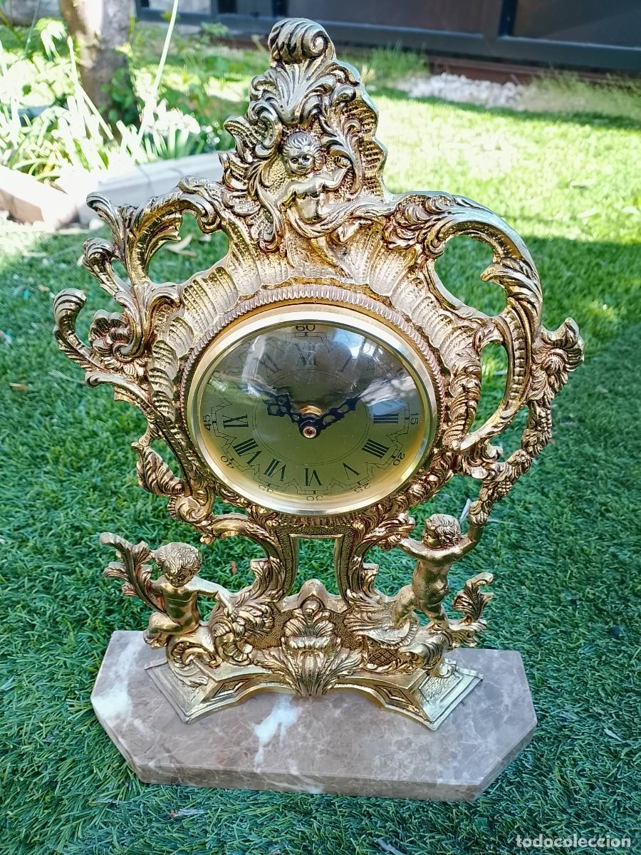 Vintage: Reloj de sobremesa bronce y m&aacute;rmol - Foto 3