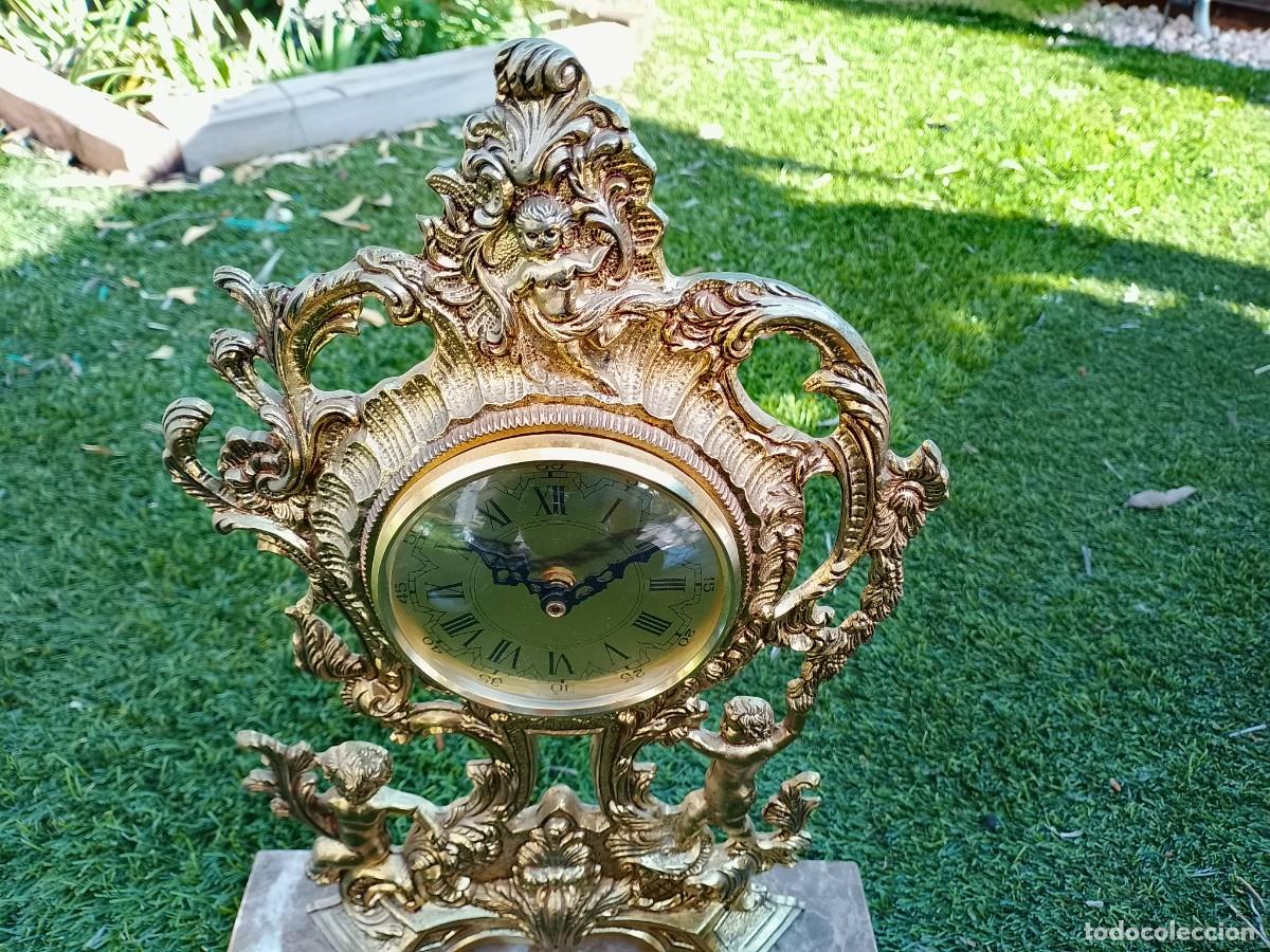 Vintage: Reloj de sobremesa bronce y m&aacute;rmol - Foto 7