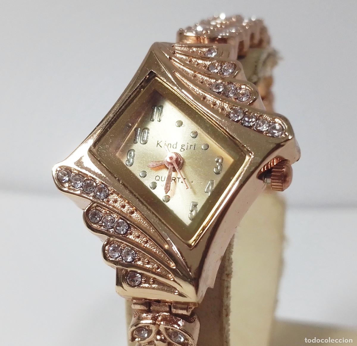 Vintage: Precioso reloj Kind Girl de se&ntilde;ora decorado con circonitas - Funcionando