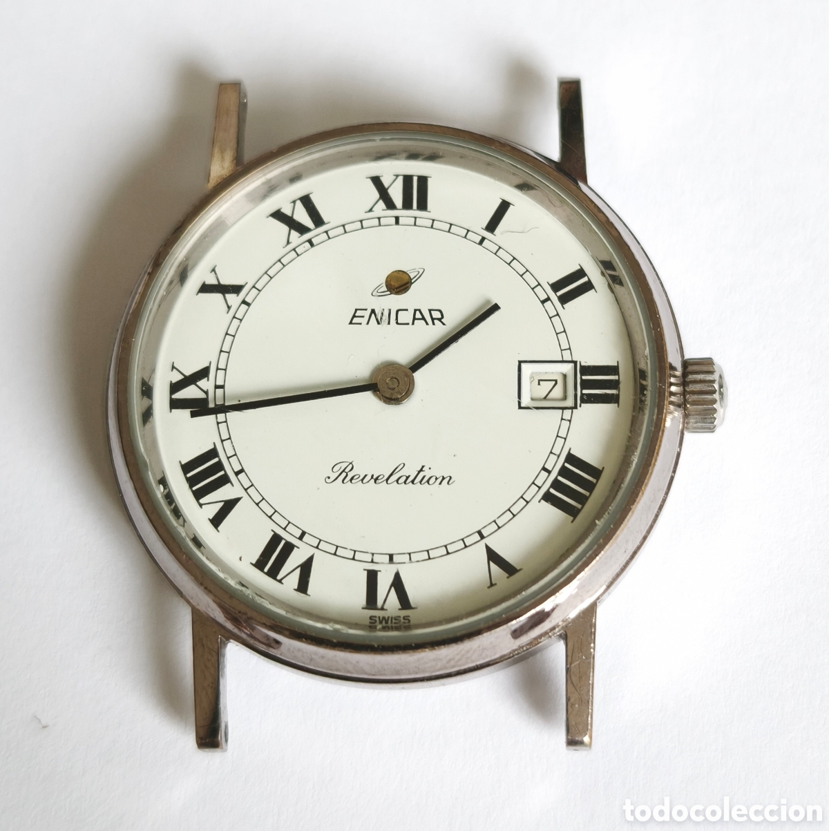 Vintage: Reloj Enicar de cuerda para reparar, no funciona 30mm, Orologio Horloge Montre
