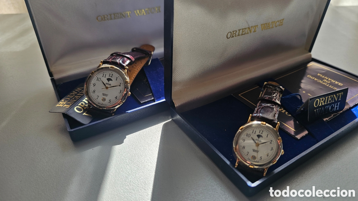 Vintage: Pareja Relojes Orient Vintage 23K Gold - Nuevos (NOS)