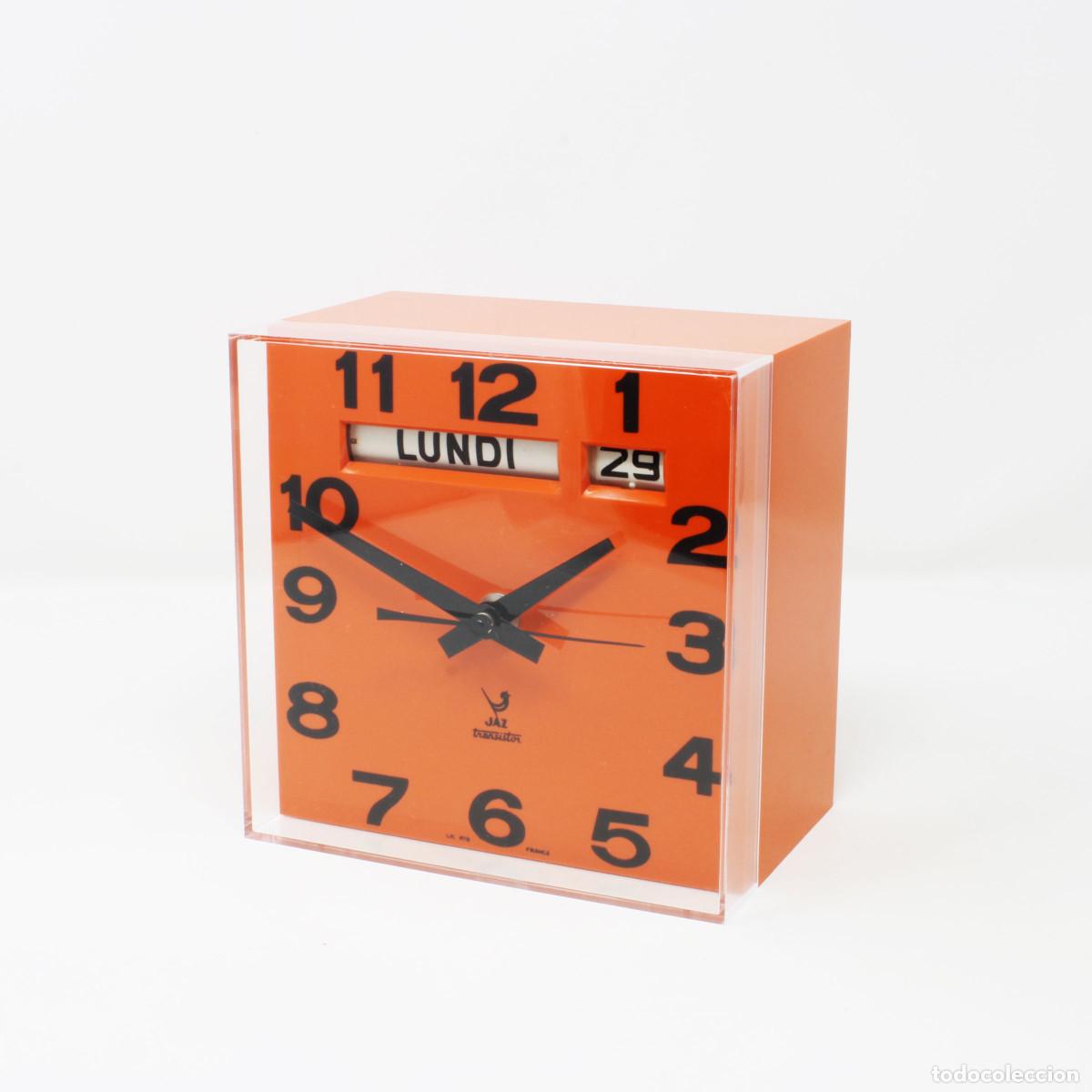 Vintage: Reloj Space Age Jaz Cubic 1974 Naranja | Vintage French Clock Wall & Desk | Mid Century Modern