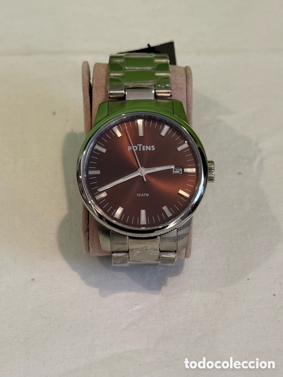 Vintage: Reloj Potens Quartz Hombre Nuevo Esfera Grande Acero 10 ATM