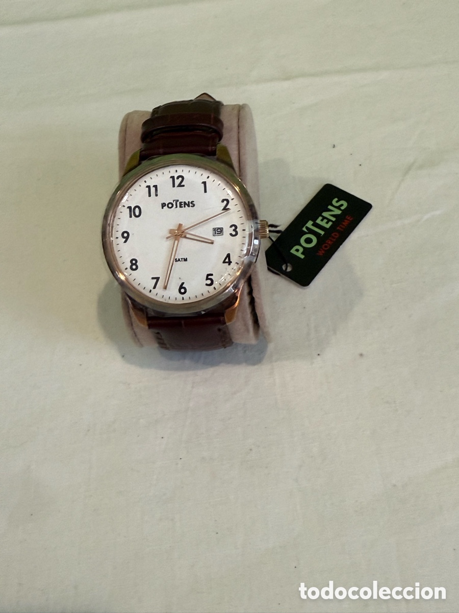 Vintage: Reloj Potens Hombre Nuevo Quartz Acero Dorado Funciona Perfectamente