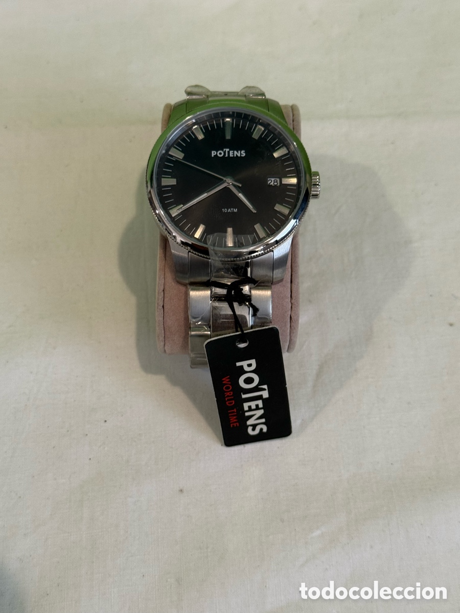 Vintage: Reloj Potens Caballero Acero 10 ATM Nuevo con Etiqueta Original