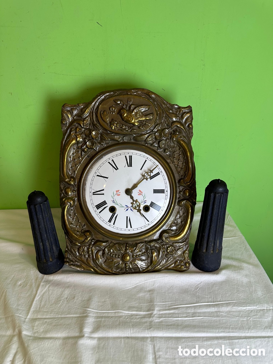 Vintage: Antiguo reloj Morez franc&eacute;s con pesas originales maquinaria completa siglo XIX