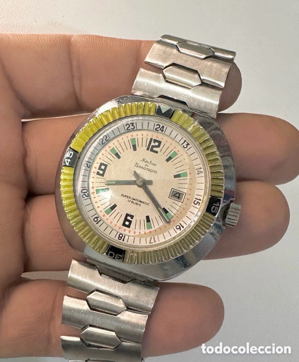 Vintage: Reloj Montres de Besan&ccedil;on SUPER DATOMATIC Con D&iacute;a Swiss Vintage