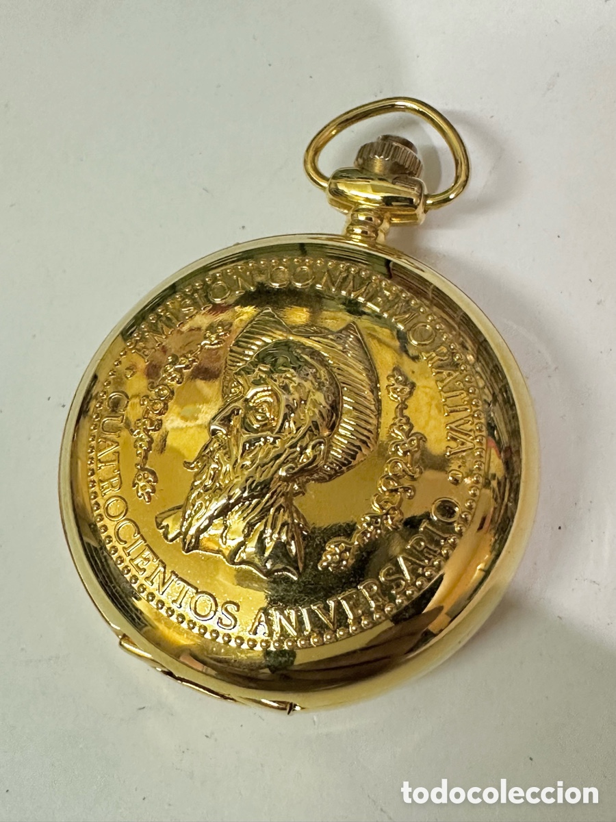 Vintage: Reloj de bolsillo dorado cuarzo nuevo
