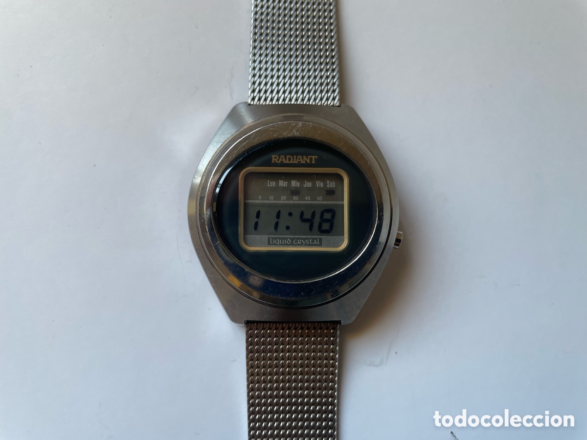 Vintage: Reloj Radiant Liquid Crystal Digital Vintage A&ntilde;os 70-80 Malla Milanesa Original