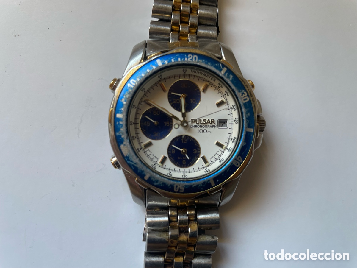 Vintage: Pulsar by Seiko Y182-6C10 Cron&oacute;grafo Alarma 100m Bicolor Vintage A&ntilde;os 90