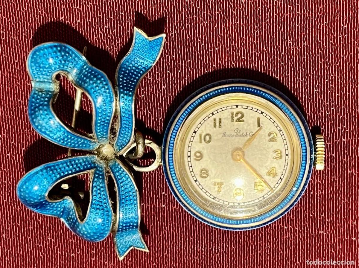 Vintage Watches: Antiguo reloj suizo colgante.935 plata y esmalte guilloch&eacute;.Home Watch Co Swiss para una dama, plata