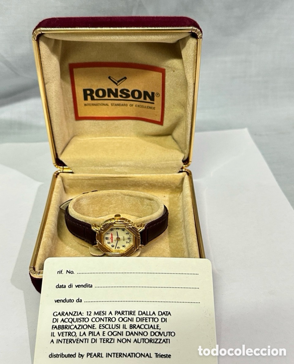 Vintage: Reloj Ronson Quartz para Mujer con su estuche original y tarjeta de garant&iacute;a el reloj nuevo