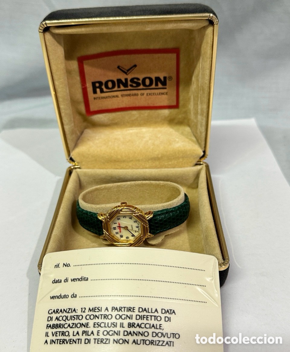Vintage: Antiguo Reloj Ronson Quartz para Mujer con su estuche original y tarjeta de garant&iacute;a el reloj nuevo