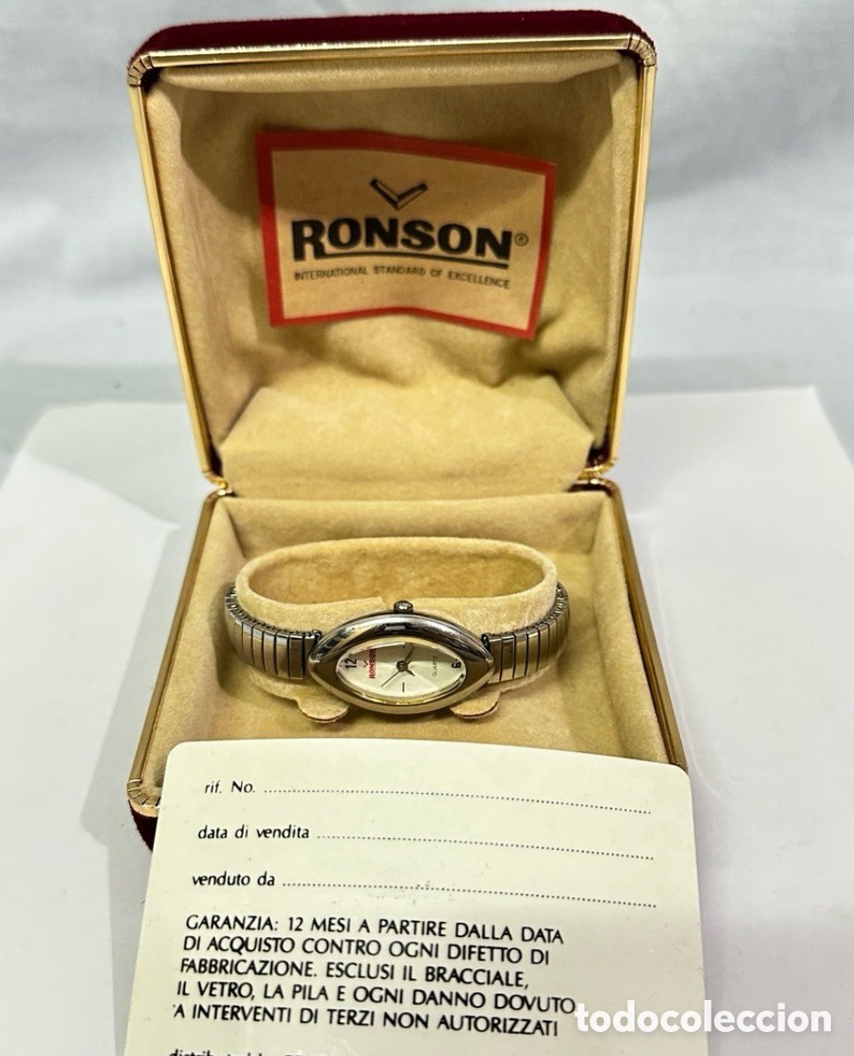 Vintage: Antiguo Reloj Ronson Quartz para Mujer con su estuche original y tarjeta de garant&iacute;a el reloj nuevo