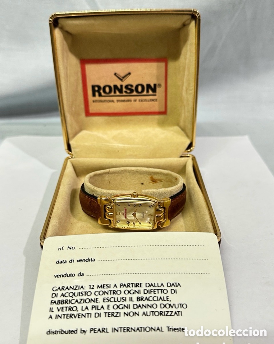 Vintage: Antiguo Reloj Ronson Quartz para Mujer con su estuche original y tarjeta de garant&iacute;a el reloj nuevo
